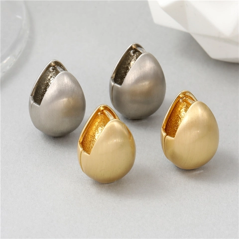 Minimalistische Kupfer Wassertropfen Ohrstecker Für Damen 14K Vergoldet Matt Vintage Gebürstetes Metall Creolen Schmuck