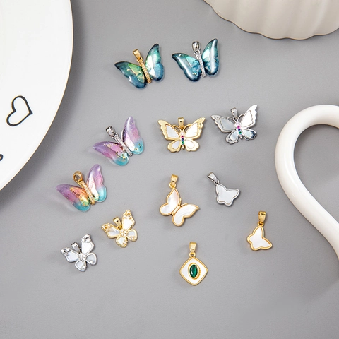 Butterfly Bow Pendant Only Without Chain 14K Gold Plated Brass Shell Handcrafted Necklace DIY Jewelry Making Accessory