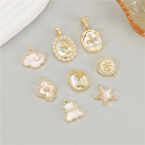 Minimalist Copper Gourd Pendant With Artificial Pearl Rhinestone For DIY Necklace Bracelet Making Women Elegant Jewelry Accessory