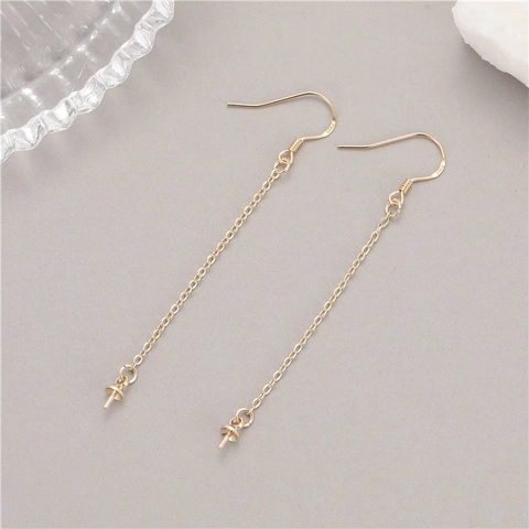 Accessori per Orecchini Fai da Te in Rame Placcato Oro 14K Lunghi con Nappa Croce Catena Ganci per Orecchini per Gioielleria Donna