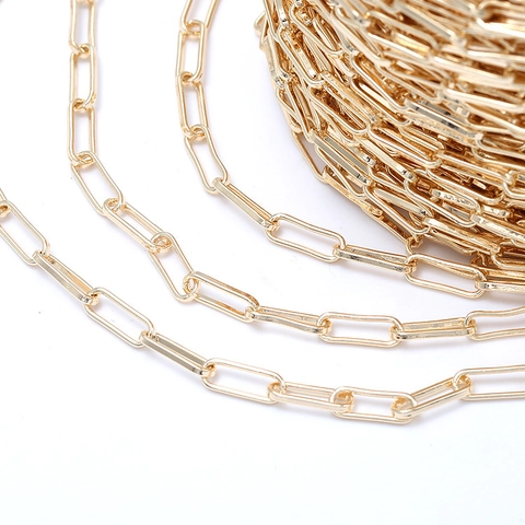 14K Gold Plated Copper Paperclip Chain For DIY Jewelry Making Handmade Geometric Square Link Chain Accessories For Necklace Bracelet
