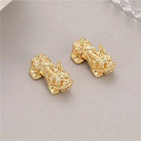 14K Gold Plattiertes Kupfer PiXiu Anhänger Für Schmuckherstellung DIY Armband Halskette Chinesisches Fabelwesen Amulett