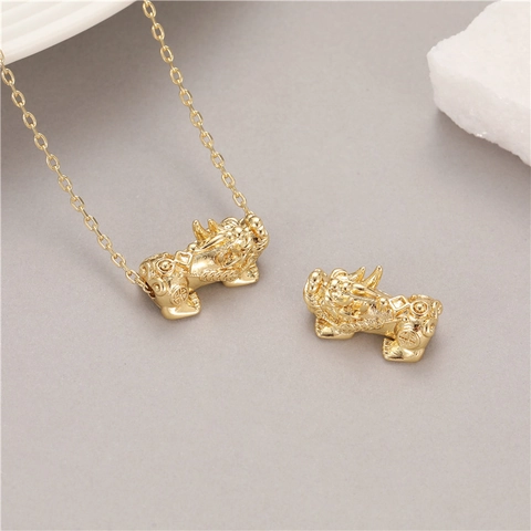 14K Gold Plattiertes Kupfer PiXiu Anhänger Für Schmuckherstellung DIY Armband Halskette Chinesisches Fabelwesen Amulett