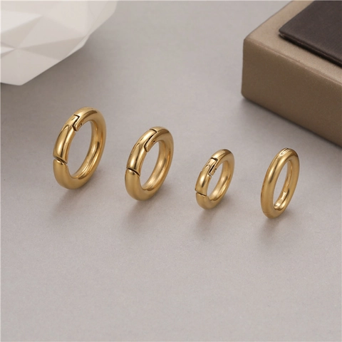 Minimalist Stainless Steel Spring O-Ring Clasp For Jewelry Making Round Open Connector Buckle Polish Gold Tone DIY Accessory
