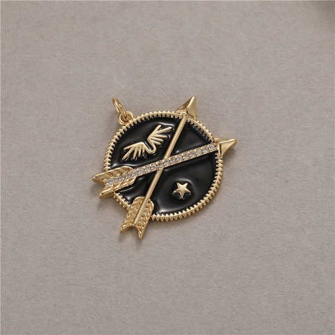 Copper Zircon Arrow Badge Heart Yin Yang Enamel Pendant For DIY Necklace Bracelet Jewelry Making Accessories Women Men