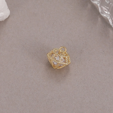 Diy Jewelry Accessory Copper Gold Plated Shell Flower Hollow Ball Rhinestone Pendant Only Without Chain For Necklace Making