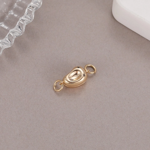Chiusura per Gioielli Magnetica in Rame Placcato Oro 14K Con Strass Connettore a Forma di Fagiolo per Fai da Te Collane