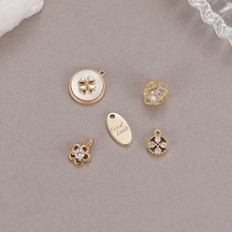 Diy Jewelry Accessory Copper Gold Plated Shell Flower Hollow Ball Rhinestone Pendant Only Without Chain For Necklace Making