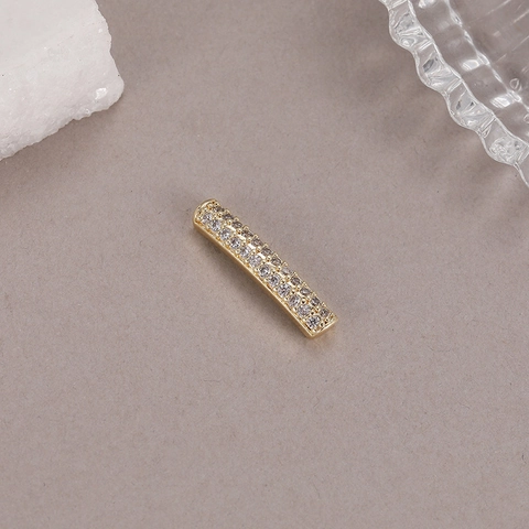 Perline Distanziatrici a Barra Lunga in Rame Placcato Oro 14K Con Zirconia Cubica Completa Accessori per Collane Bracciali DIY