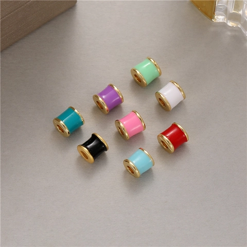 DIY Jewelry Making Copper Enamel Spacer Beads Colorful Cylindrical Tube Beads For Bracelet Necklace Handcrafted Accessories