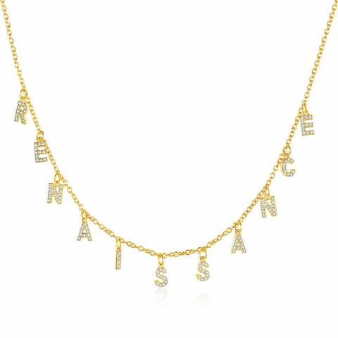 Minimalist Copper Zirconia Initial Letter Pendants A-Z Gold Plated Brass Charm For DIY Jewelry Making Necklaces Accessories