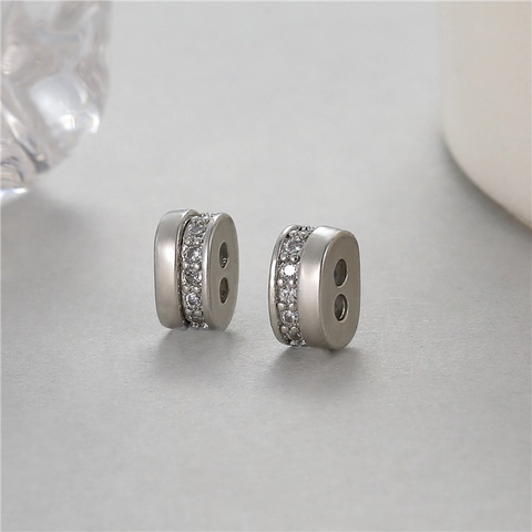 Copper Rhinestone Pig Nose Spacer Beads Geometric Oval Slider Beads For Bracelet Necklace DIY Jewelry Making Material