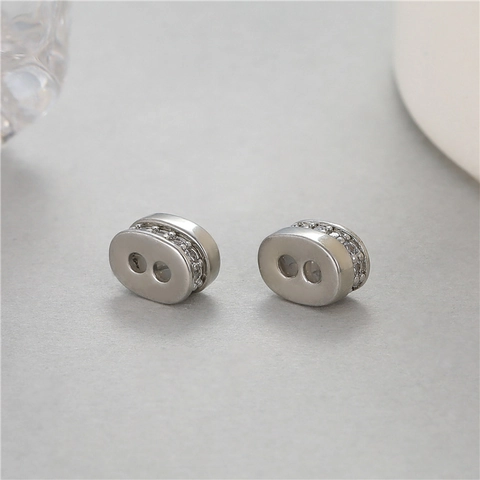 Copper Rhinestone Pig Nose Spacer Beads Geometric Oval Slider Beads For Bracelet Necklace DIY Jewelry Making Material