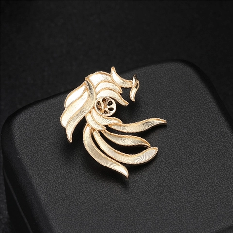 Broche Phénix en Or Style Palais Vintage pour Femmes Base en Cuivre Avec Perle Artificielle Strass Bijoux Mariage Banquet