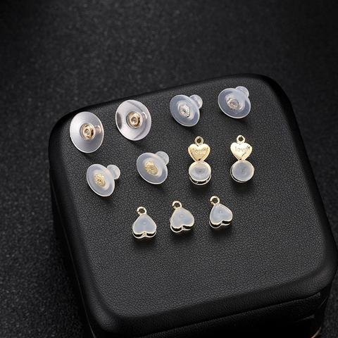 Fermi per Orecchini Universali Silicone Metallo Farfalla Disco Tappi per Orecchini per Creazione Gioielli Accessori Fai da Te Oro Argento