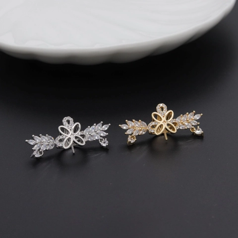 Copper Rhinestone Flower Fairy Ghost Pendant DIY Jewelry Making Accessory Gold Silver Plated Witch Devil Design Handicraft Charms