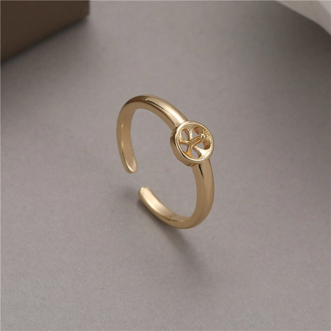 Basi per Anelli Regolabili in Rame Placcato Oro 14K per Perle Basi per Anelli DIY Forma V Geometrica Circolare
