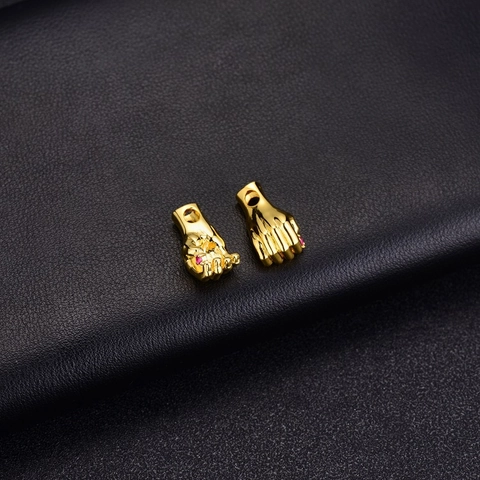 14K Gold Plated Copper Hand Gesture Pendant Micro Inlaid Zirconia Charm For DIY Necklace Bracelet Jewelry Making Findings
