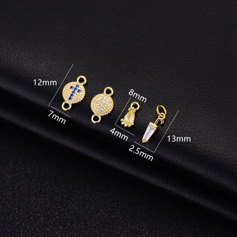 14K Vergoldete Kupfer Zirkonia Kreuz Anhänger DIY Schmuck Zubehör Für Halskette Armband Herstellung Geometrische Charm Damen