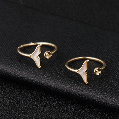Koperen 14K Vergulde Walvisstaart Hanger Oorknopjes Open Ring Collectie Met Kunstparel Inleg Voor Dames Sieraden