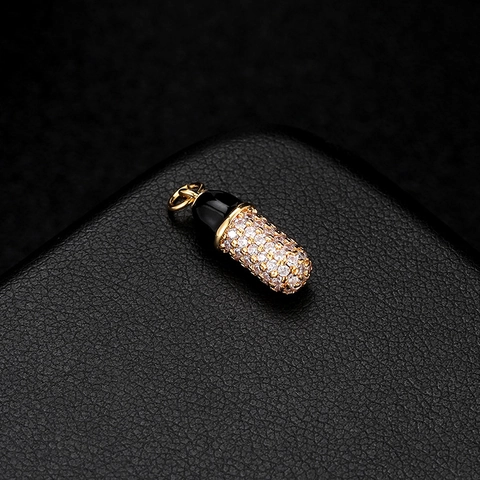 Creative Enamel Pill Capsule Pendant With Rhinestones Copper 14K Gold Plated Personalized Charm For Necklace DIY Jewelry Making
