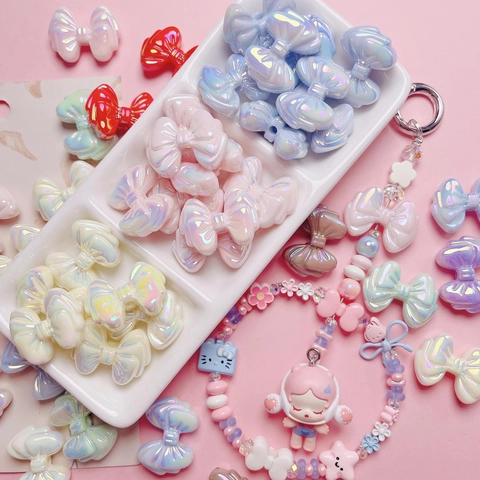 Iriserende Strik Acryl Kralen Voor DIY Sieraden Maken Telefoonhoesje Accessoires Zoete Strik Losse Kralen Voor Dames Meisjes