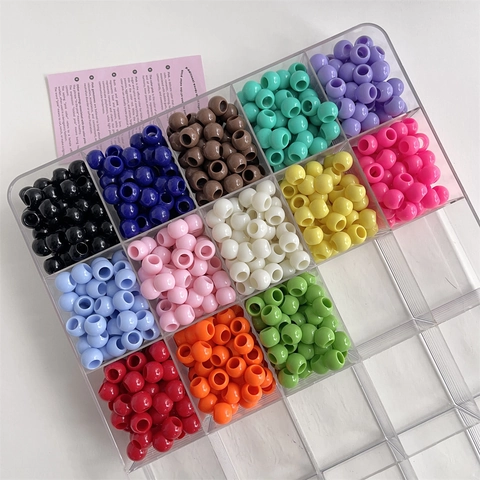 Bunte Acryl Großloch Rundperlen Für Die Schmuckherstellung Bonbonfarben Ponyperlen Armband Halskette DIY Basteln Zubehör