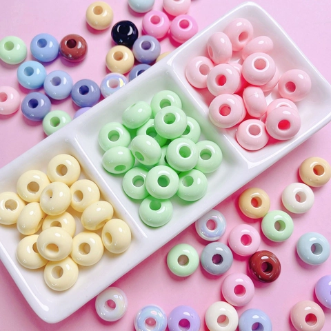 Cuentas de Rueda de Ábaco de Resina Macarrón de 14mm para Hacer Joyas DIY Cadena de Teléfono Móvil Llavero