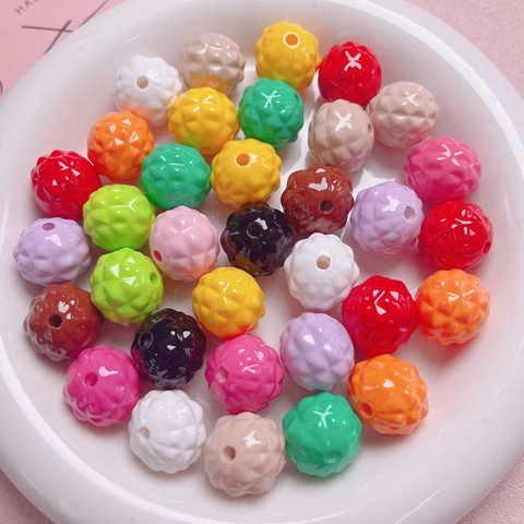 Acrylic Painted Cute Pineapple Beads Straight Hole Loose Beads For DIY Phone Charm Keychain Jewelry Making Craft Accessories