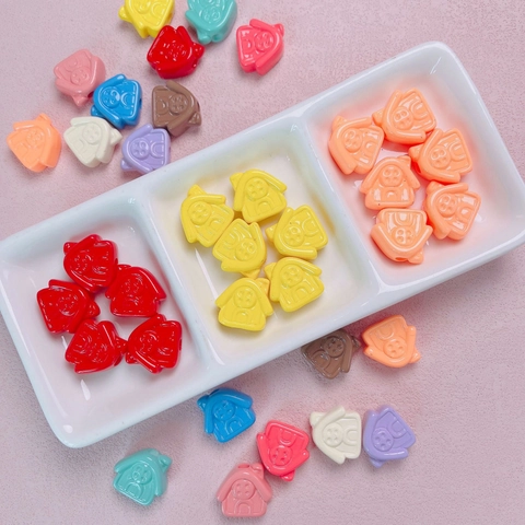 Cute Lacquered Acrylic House Shaped Loose Beads For DIY Phone Charm Keychain Jewelry Making Cartoon 3D House Beads Accessories