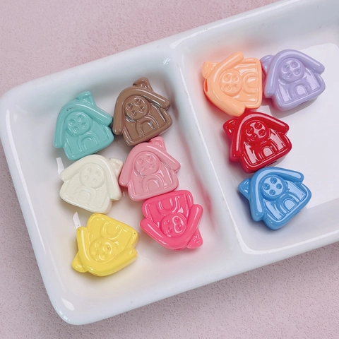 Cute Lacquered Acrylic House Shaped Loose Beads For DIY Phone Charm Keychain Jewelry Making Cartoon 3D House Beads Accessories