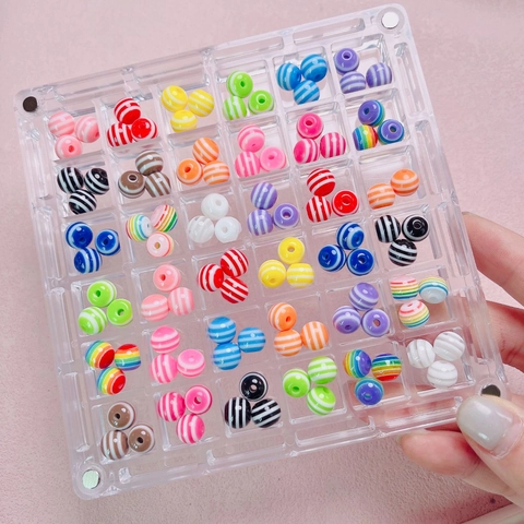 Perles Rondes en Acrylique à Rayures Colorées Style Sucette en Résine pour la Création de Bijoux DIY Décor de Chaîne