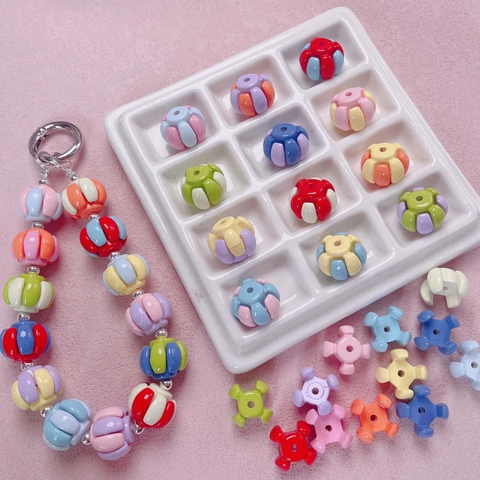 Acrylic Macaron Lacquer Splicing Pumpkin Beads Cross Star Loose Beads DIY Keychain Phone Case Jewelry Making Accessories