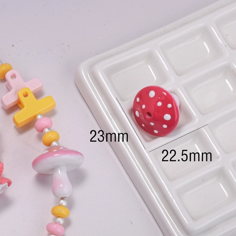 Hand Painted Ceramic Mushroom Beads Colorful Polka Dot Loose Beads For DIY Jewelry Making Necklaces Bracelets Phone Chains