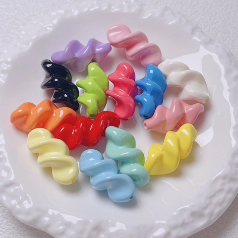 Acrylic Spiral Twisted Beads Colorful Lacquered Wavy Beads For DIY Jewelry Making Bracelet Phone Chain Handcrafted Accessories
