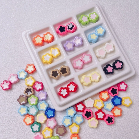 Acrylic Flower Loose Beads Colorful Floral Spacers For Jewelry Making DIY Mobile Phone Chain Keyring Craft Material Beads