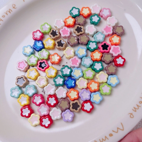 Acrylic Flower Loose Beads Colorful Floral Spacers For Jewelry Making DIY Mobile Phone Chain Keyring Craft Material Beads