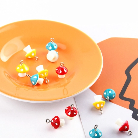 Resin Mushroom Duck Cartoon Charms With Metal Loop For DIY Jewelry Making Handmade Colorful Pendants Earrings Findings