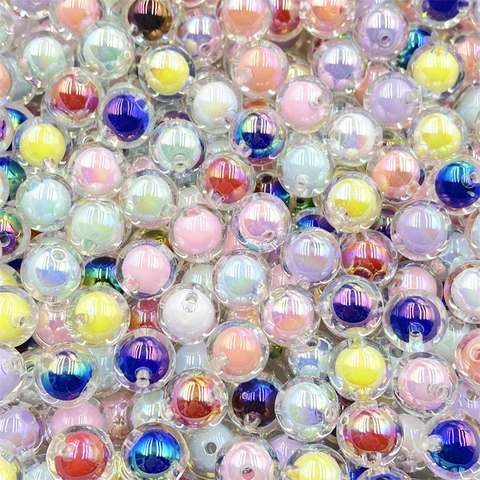 16mm Irisierende Acrylperlen UV Beschichtet Rund Perle in Perle Für DIY Schmuckherstellung Handy Kette Bastelzubehör