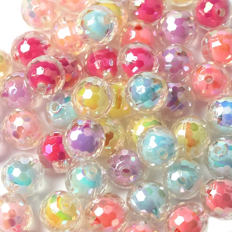 Acryl Facettierte Runde Perlen AB Farbe Irisierende Erde Muster Lose Perlen Für DIY Schmuckherstellung Halskette Armband Zubehör