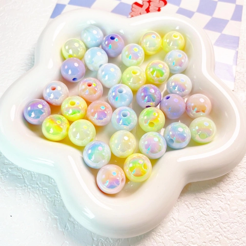 Perle Rotonde Aurora Luminose in Acrilico Cielo Stellato Glow In The Dark Perle Iridescenti a Due Colori Per Gioielli Fai da Te