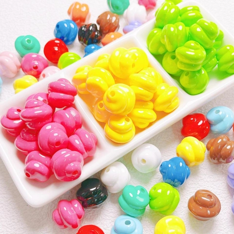 Lacquered Acrylic Poop Shape Beads Spiral Twisted Beads For DIY Jewelry Making Phone Strap Keychain Creative Handicrafts