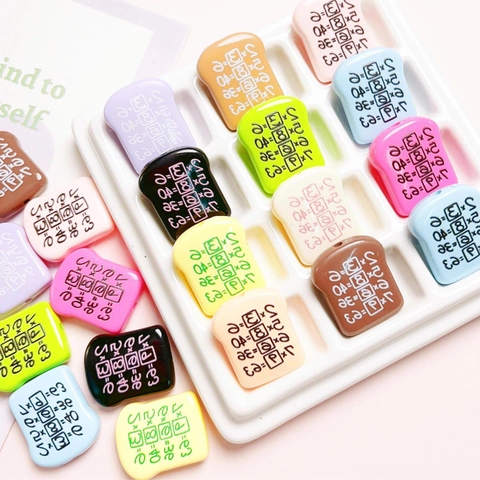 Cute Toast Bread Slice Shape Acrylic Beads With Math Formulas Printed For DIY Phone Chain Jewelry Making Craft Accessories