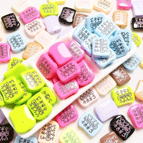 Cute Toast Bread Slice Shape Acrylic Beads With Math Formulas Printed For DIY Phone Chain Jewelry Making Craft Accessories