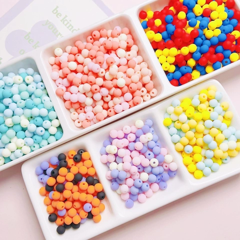Multicolor Acrylic Round Beads With Matte Finish For DIY Jewelry Making Bracelet Necklace Crafts Hand Painted Feel Beads