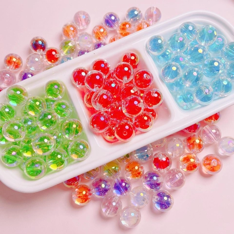 16mm UV Transparente Acryl Rundperlen AB Beschichtung Zuckerherz Für DIY Schmuckherstellung Armband Handykette Zubehör