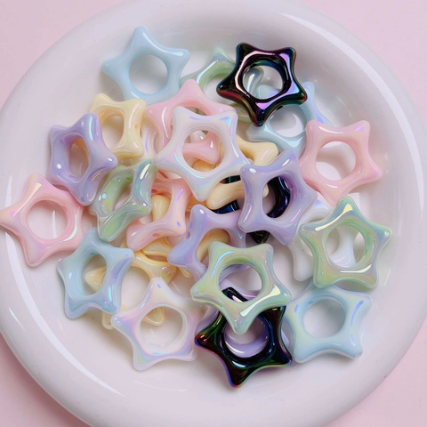 Perline a Stella in Acrilico Cangiante Intagliato a Forma di Pentagramma per Gioielli Fai da Te Catenine per Cellulari Braccialetti