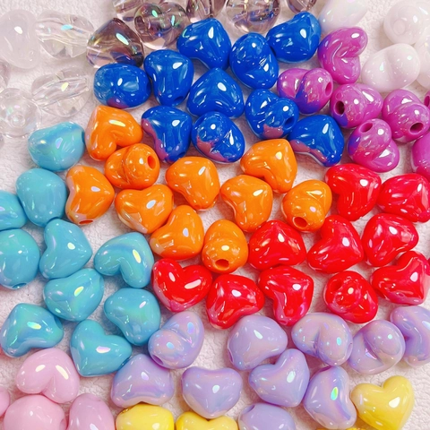 Bunte Herzförmige Acrylperlen Irisierende Perlmutt Lose Künstliche Perlen Für DIY Schmuckherstellung Halskette Armband Zubehör
