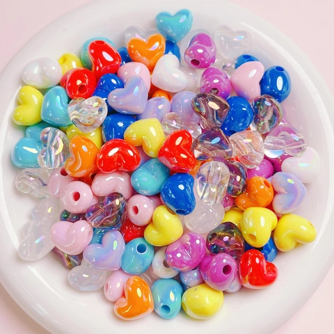 Bunte Herzförmige Acrylperlen Irisierende Perlmutt Lose Künstliche Perlen Für DIY Schmuckherstellung Halskette Armband Zubehör