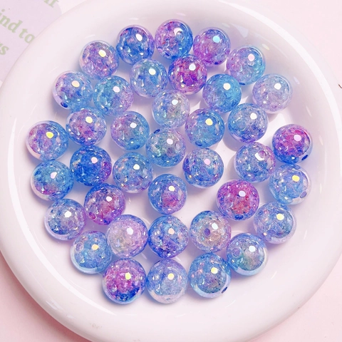 UV Gradient Crackle Round Acrylic Beads DIY Jewelry Making Material For Phone Chain Keychain Bracelet Accessory